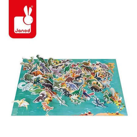 Puzzle edukacyjne z figurkami 3D Dinozaury 200 elementów 6+, Janod