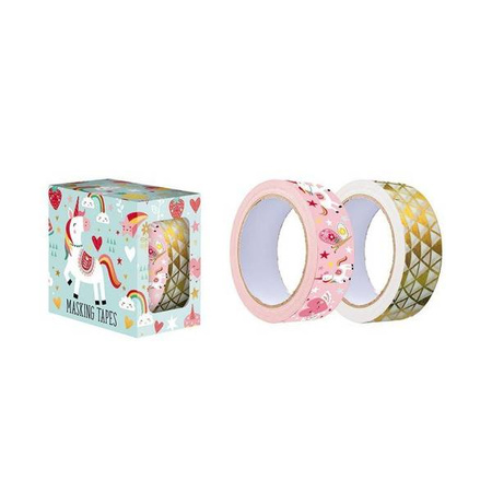 Zestaw 2 samoprzylepnych taśm dekoracyjnych Lisek + Jednorożec  7+, opakowanie zbiorcze 12 sztuk (6 szt. + 6 szt.), Janod