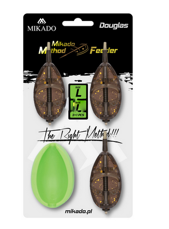 KOMPLET KOSZYKI, KOSZYCZKI METHOD FEEDER "DOUGLAS" L 3x30 g + FOREMKA MIKADO AMFN03L-SET30B