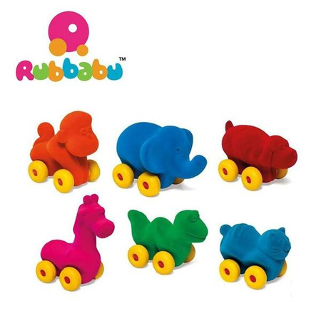 Rubbabu Zestaw 6 sensorycznych zwierzątek - pojazdów (opakowanie zbiorcze 6 szt.)