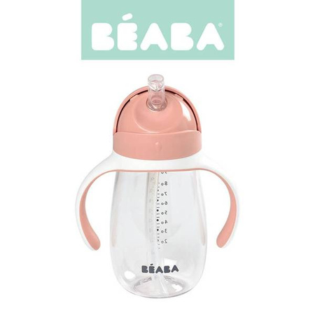 Beaba Butelka - kubek niekapek tritanowa ze słomką 300 ml old pink