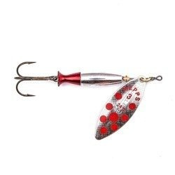 Błystka Mepps AGLIA LONG HEAVY srebrna / czerwone kropki nr 3