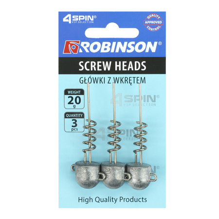 Główka z wkrętem do przynęt gumowych 20g, 3szt Robinson 84-GW-020