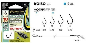 PRZYPON METHOD FEEDER CLASSIC KOISO 8BLNO/10cm/0,22mm WITH SPEAR OP.10SZT KAMATSU 504016308