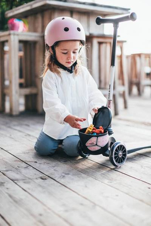 SCOOTANDRIDE Highwaykick 2 Lifestyle Hulajnoga trójkołowa balansowa ze schowkiem, świecącymi kółkami i odblaskową kierownicą 2+ Reflective Rose