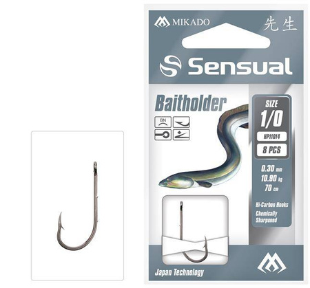 PRZYPONY WIĄZANE - SENSUAL - BAITHOLDER nr 1 BN / żyłka: 0.30mm/70cm - op.8szt. MIKADO HP11014-1-30