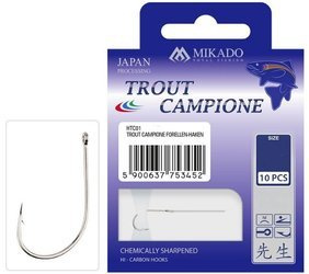 HACZYK TROUT CAMPIONE Nr 8 / line: 0.20 - 150 cm / NICKEL - torebka 10szt. MIKADO HTC01-8N-150