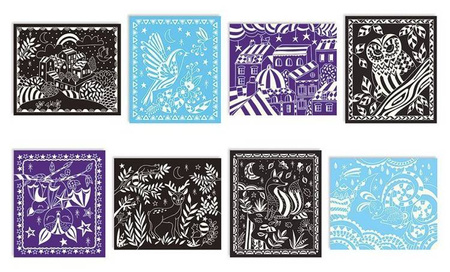 Zestaw kreatywny Do zdrapywania Karty świecące w ciemności Nocny świat 7+, Janod