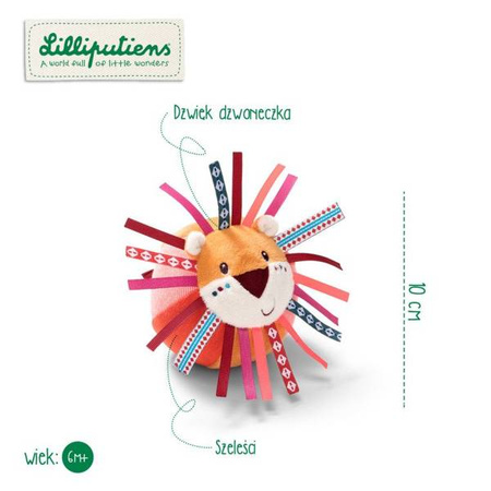 LILLIPUTIENS Piłeczka z dzwoneczkiem i szeleszczącą folią Lew Jack 6 m+