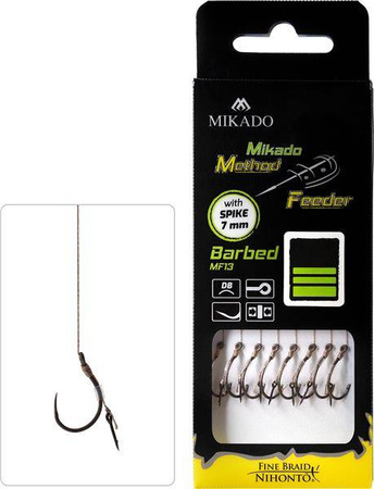 PRZYPON METHOD FEEDER Z IGŁĄ - hak bez zadziora nr 12 / plecionka: 0.12mm/10cm - op.8szt. MIKADO