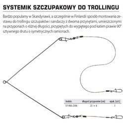 Systemik szczupakowy do trollingu  - A.F.W. 1 x 7 Surfstrand 18 kg przypony 25 cm / 6 cm 1 szt.    DRAGON PDF-57-900-2506