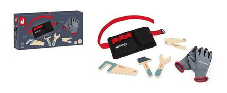 Pas z drewnianymi narzędziami i rękawicami roboczymi Brico'kids 3-6 lat, Janod