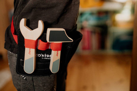 Pas z drewnianymi narzędziami i rękawicami roboczymi Brico'kids 3-6 lat, Janod