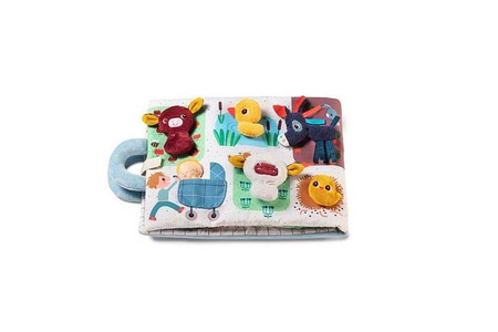 LILLIPUTIENS Miękka książeczka aktywizująca z mini - przytulankami „Baby boom” Farma 18 m+