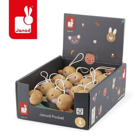 Drewniany gwizdek-ptaszek Pocket 2+, opakowanie zbiorcze 14 sztuk (2 rodzaje), Janod