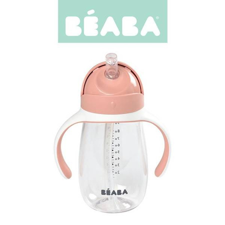 Beaba Butelka - kubek niekapek tritanowa ze słomką 300 ml old pink