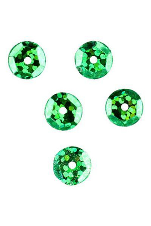 CEKINY ZŁOTE śr.6mm - ZIELONE - op.20szt. MIKADO AM-SUR-C01-6-G