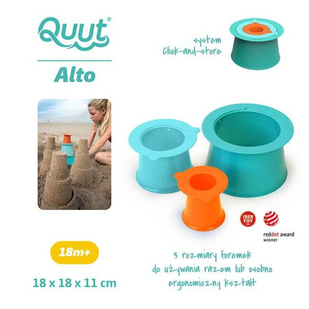 QUUT Zestaw 3 foremek do piasku Wieża Alto Lagoon Green + Vintage Blue + Mighty Orange
