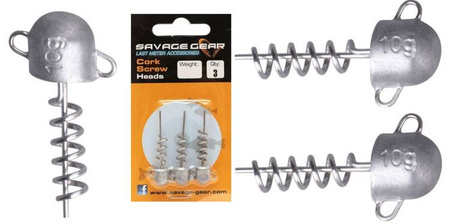 Wkręcane główki jigowe Savage Gear Cork Screw Heads 10g / 3szt. (50357)