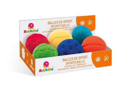 Rubbabu Zestaw 6 sensorycznych piłek sportowych (opakowanie zbiorcze 6 szt.)