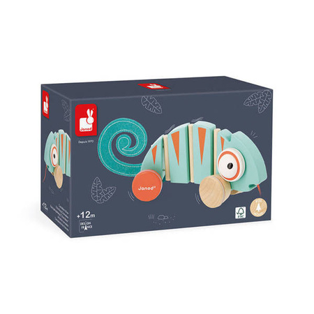 Drewniany kameleon do ciągnięcia Tropik 12m+, Janod