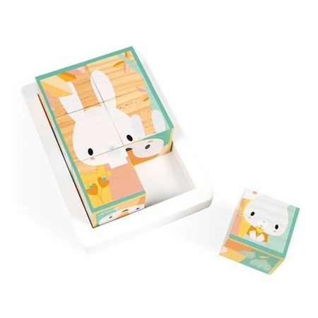 Klocki drewniane puzzle 6w1 Pure 6 elementów, Janod