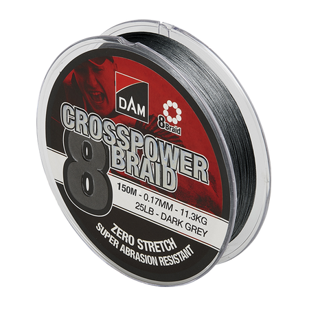 CROSSPOWER 8-BRAID 150M 0.17MM 11.3KG 25LBS DARK GREY DAM (66589)