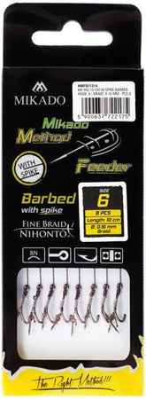 HACZYK DO METODY 10 cm Z IGŁĄ - haczyk z zadziorem: 8 / plecionka: 0.14 mm - op.8szt MIKADO HMFB212I-8