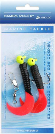 ZESTAW MORSKI - PILK TWIST JIGHEAD RIG 7.5 cm - 2x6 g (BLACK/RED) MIKADO LS-A007-2X6Y-04
