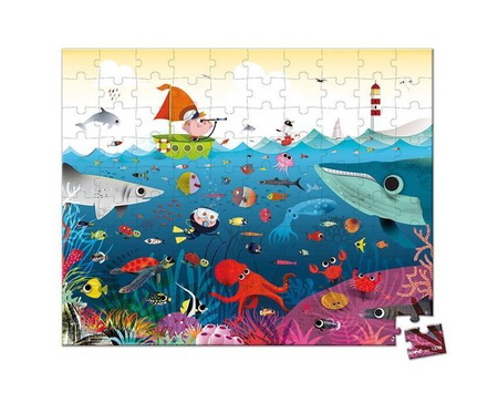 Puzzle w walizce Podwodny świat 100 elementów 6+ Made in France, Janod