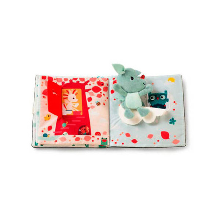 LILLIPUTIENS Książeczka z mini-przytulanką wielofunkcyjna "Puk puk" Smok Joe 18 m+