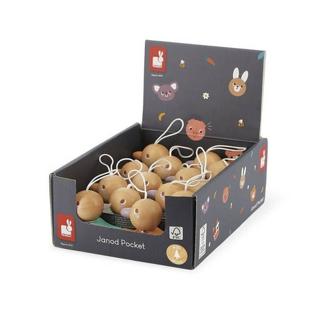 Drewniany gwizdek-ptaszek Pocket 2+, opakowanie zbiorcze 14 sztuk (2 rodzaje), Janod