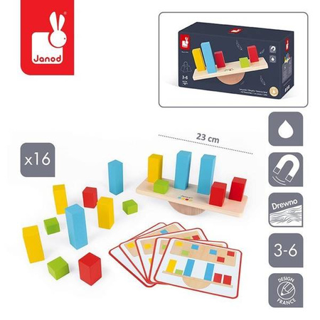 Drewniana równoważnia z 16 klockami Essentiel, Janod