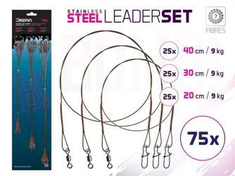 Zestaw przyponów ze stali nierdzewnej BOMB! Z krętl. i agraf. / 7 włókien 75x /20,30,40cm/12kg Delphin (101002078)