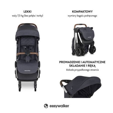 Easywalker Jackey Special Edition Kompaktowy, samoskładający się wózek spacerowy z torbą transportową Platinum