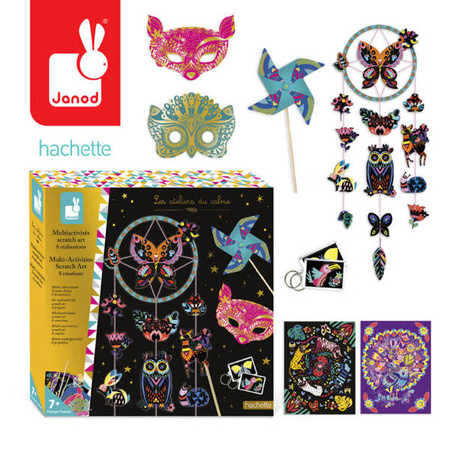 Multi - zestaw kreatywny 8 kreacji Wydrapywanki 7+, Janod