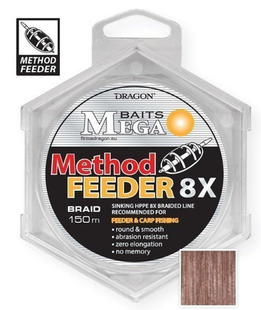 Plecionka MegaBAITS METHOD FEEDER 8X SINKING 150 m 0.08 mm/9.10kg ciemnobrązowa DRAGON PDF-44-11-008