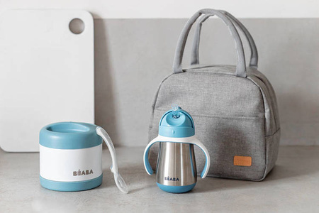 BEABA Bidon termiczny termobutelka ze słomką 250 ml Windy Blue