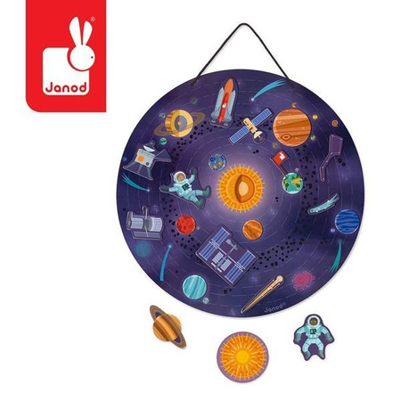 Układanka drewniana magnetyczna z 20 magnesami Układ słoneczny, Janod