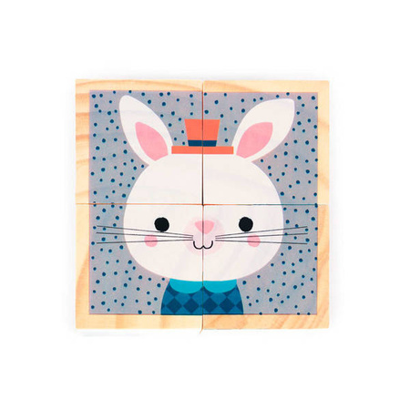 Klocki drewniane Puzzle 6w1 Las, Janod