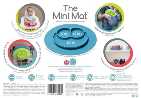 EZPZ Silikonowy talerzyk z podkładką mały 2w1 Mini Mat różowy