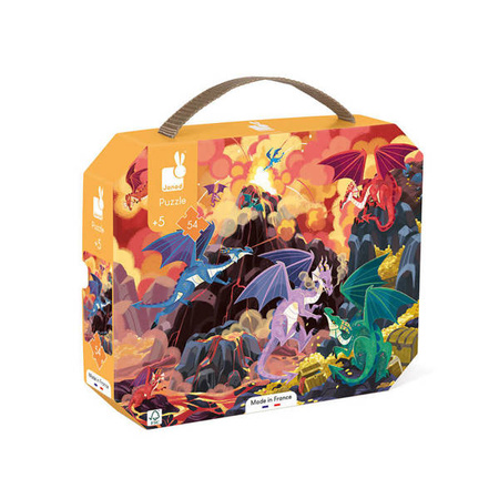 Puzzle w walizce Ogniste smoki 54 elementy 5+ Made in France, Janod