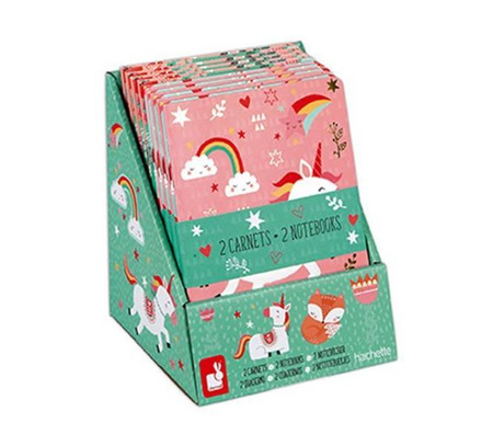 Zestaw 2 miękkich notesów Lisek + Jednorożec 7+, opakowanie zbiorcze 8 sztuk (4 szt. + 4 szt.), Janod