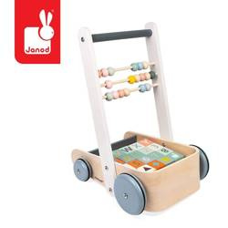 Wózek pchacz drewniany z 20 klockami Sweet Cocoon, Janod