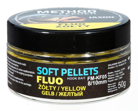 SOFT PELLETS FLUO METHOD FEEDER 8/10MM ŻÓŁTY 50G JAXON FM-KF05
