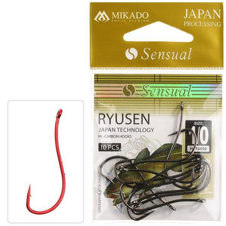 HACZYK DO RYB MORSKICH SENSUAL - RYUSEN W/RING Nr 1/0 RED - torebka 10szt. MIKADO HS10059-1/0R