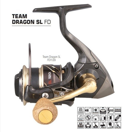 Kołowrotek TEAM SL1120i 20 10BB+Inf.AR C6 carbon, szp.alu.płytka DRAGON CHT-15-29-120