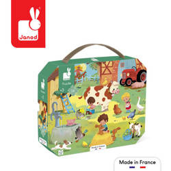 Puzzle w walizce Dzień na farmie 24 elementy 3+ Made in France, Janod