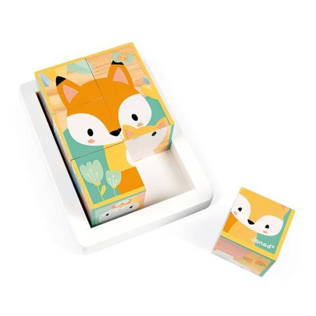 Klocki drewniane puzzle 6w1 Pure 6 elementów, Janod