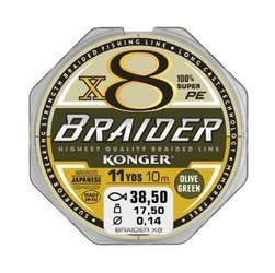 PLECIONKA PRZYPONOWA BRAIDER X8 OLIVE GREEN 0,25/10 KONGER 250012025